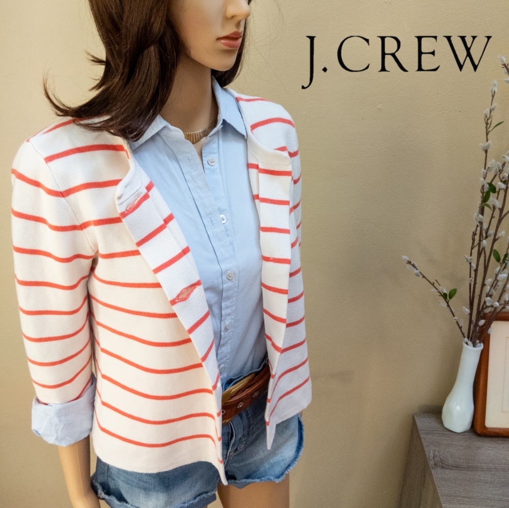 JCREW Eggshell Kelly Jacket/Sweater Coral stripes